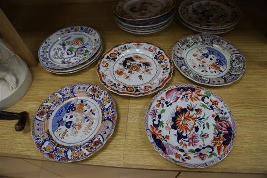 Sixteen 19th century ironstone plates, c.1840